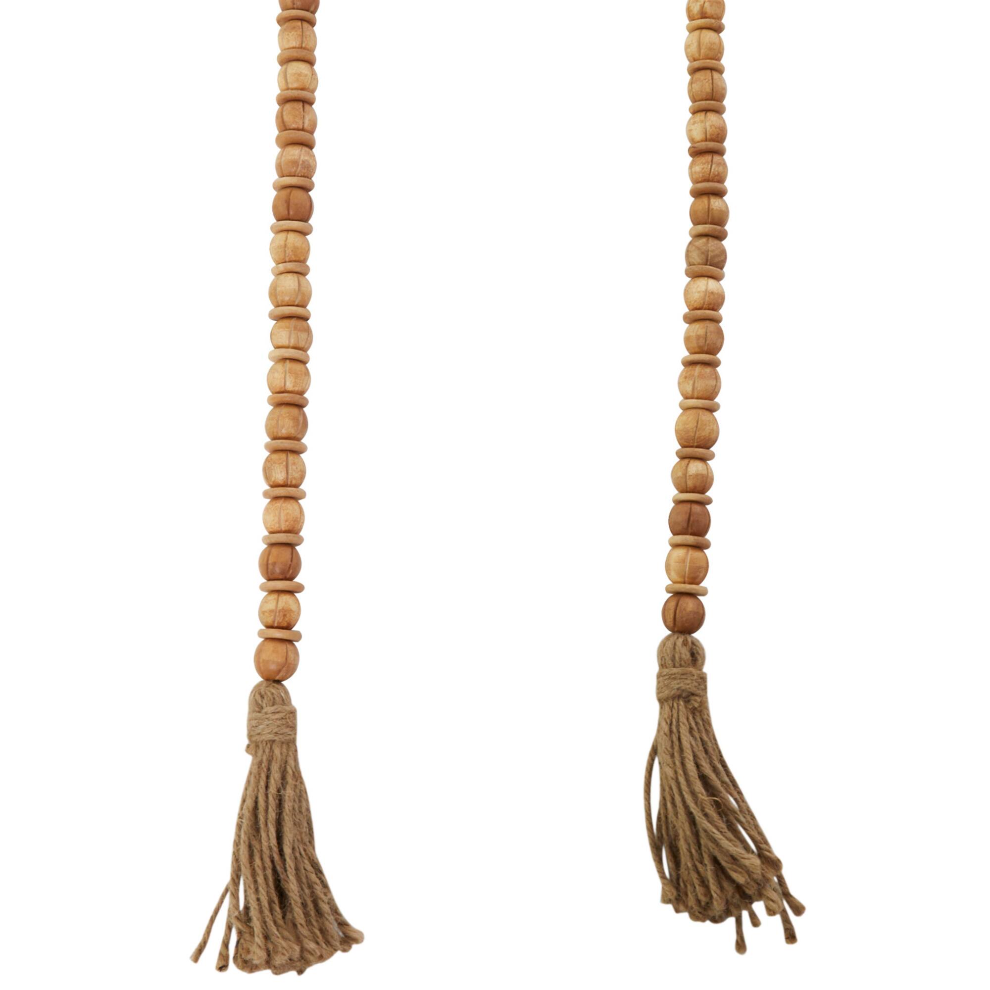 6.5ft. Brown Mango Wood Handmade Beaded Garland with Tassel
